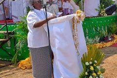 Sr. Estella Kasonde, current Head Mistress of Ibenga Girls Secondary School giving a thank-you speech at the jubilee